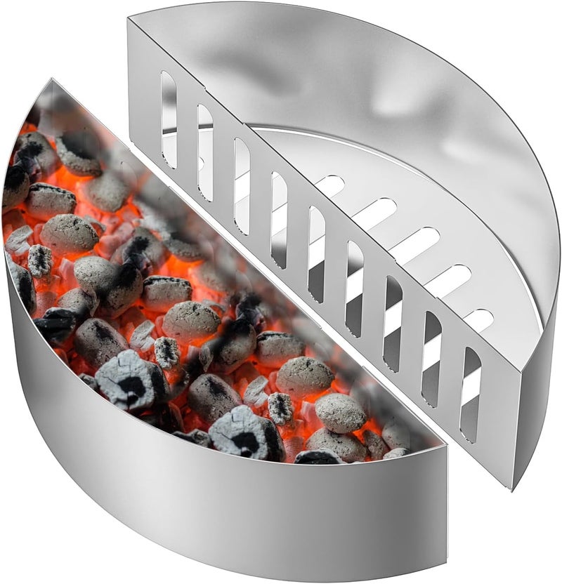 Skyflame 2 PCS Stainless Steel Charcoal Basket Holder, 2-IN-1 BBQ Grilling Accessories Compatible with Weber/Napoleon 22" / 26" Kettle Grill - Image 1